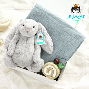 【jellycat ジェリーキャット】バシュフル シルバーバニー　お昼寝ギフトセット　送料無料