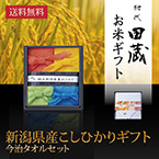 【送料無料】初代田蔵 二段お重彩り御膳 極上新潟県産こしひかり（4個入）今治タオルセット