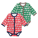 クルマ柄長袖前開きロンパース P2367
