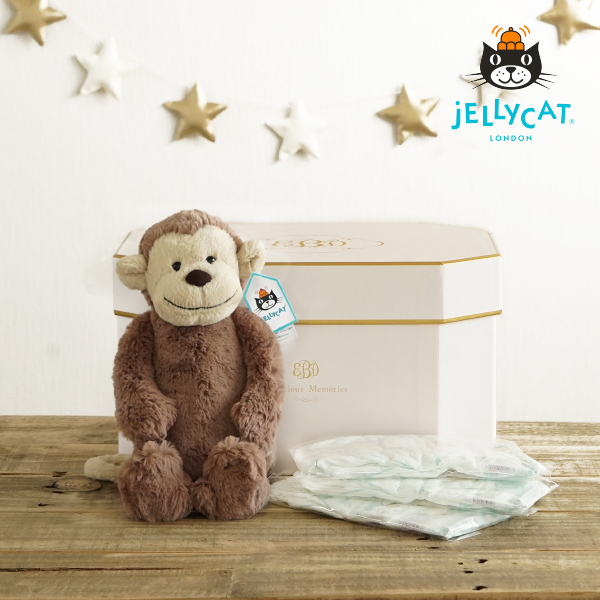 【3/31までの限定価格】【jellycat ジェリーキャット】バシュフル モンキー M　おむつボックスセット