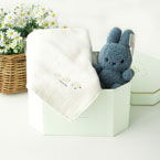 【3/31までの限定価格】Miffy リサイクルテディ（ブルー）コットンワッフルケットとプレシャスメモリアルボックスセット