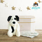 【3/31までの限定価格】【jellycat ジェリーキャット】バシュフル ブラック＆クリームパピー M　おむつボックスセット