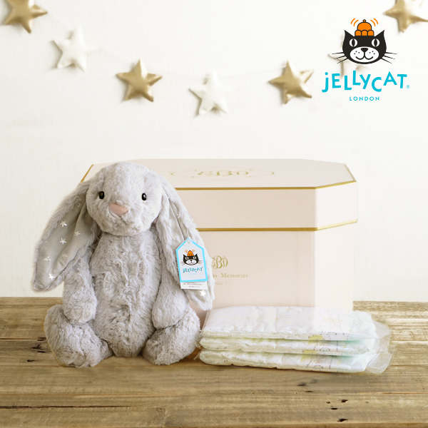 【jellycat ジェリーキャット】バシュフル シマーバニー M　おむつボックスセット