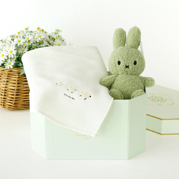 Miffy リサイクルテディ（グリーン）コットンワッフルケットとおむつボックスセット