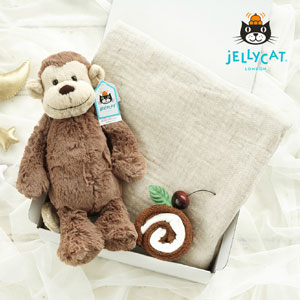 【jellycat ジェリーキャット】バシュフル モンキー　お昼寝ギフトセット　送料無料