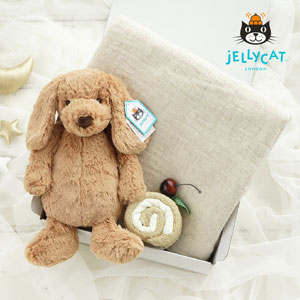 【jellycat ジェリーキャット】バシュフル タフィーパピー　お昼寝ギフトセット　送料無料