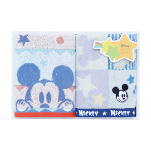 ディズニー ハピネスフレーク フェイスタオル2P（ブルー）
