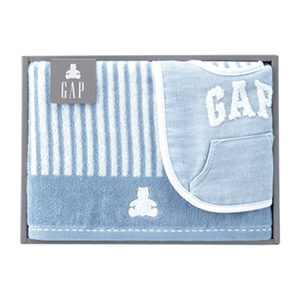 baby GAP ストライプベア バスタオル1P･スタイ1P（ブルー）