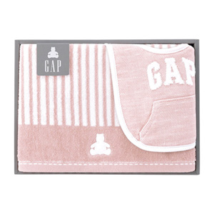 baby GAP ストライプベア バスタオル1P･スタイ1P（ピンク）