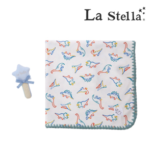 【La Stella】フリースブランケット＆ラトルセット（きょうりゅう）