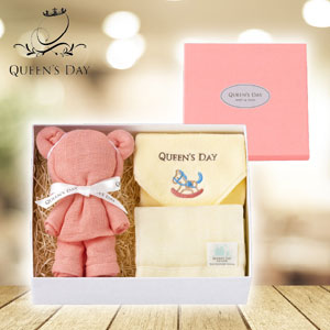 【QUEEN'S DAY】シャワータオル2枚+ハンドタオルセット（コスモスピンクベア）