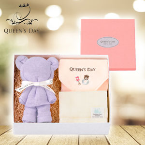 【QUEEN'S DAY】シャワータオル2枚+ハンドタオルセット（ラベンダーベア）