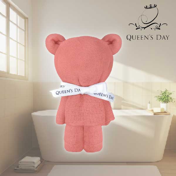 【QUEEN'S DAY】シャワータオル1枚ベア仕様（コスモスピンクベア）