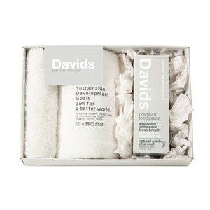Davids〈チャコール〉 歯磨き粉とフェイスタオル1P・ハーフハンカチ1P