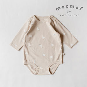 【mocmof モクモフ】アヒル柄ボディスーツ（ベージュ）
