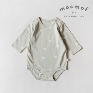 【mocmof モクモフ】アヒル柄ボディスーツ（ミント）