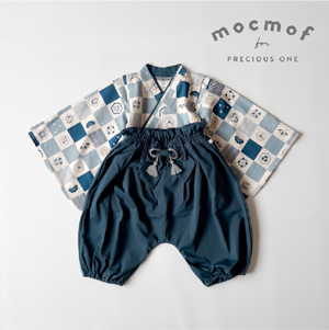 【mocmof モクモフ】セパレート袴セット（ブルー）