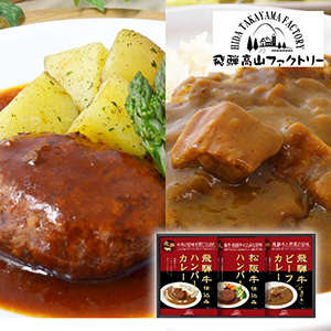 飛騨高山ファクトリー 松阪牛・飛騨牛仕込み ハンバーグ&カレー詰合せ【出産内祝い】