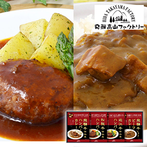 飛騨高山ファクトリー　松阪牛・近江牛・飛騨牛仕込み　ハンバーグ＆カレー詰合せA【出産内祝い】