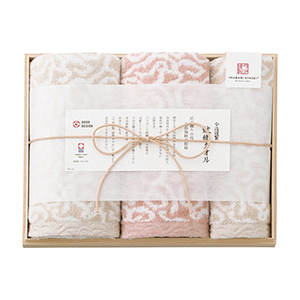 今治謹製 紋織タオル フェイス2P･ウォッシュタオル1P（ピンク）【出産内祝い用】
