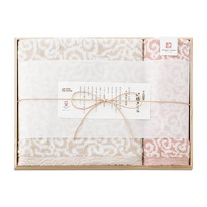 今治謹製 紋織タオル バス1P･ウォッシュタオル1P（ピンク）【出産内祝い用】