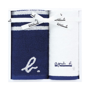 アニエスベー abマリニエール フェイス1P・ゲストタオル1P（ダークブルー）【出産内祝い】