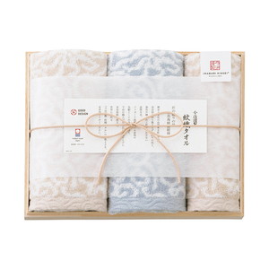 今治謹製 紋織タオル フェイス2P・ウォッシュタオル1P（ブルー）【出産内祝い】