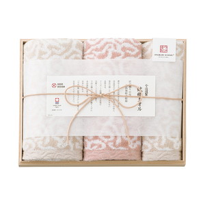 今治謹製 紋織タオル フェイス2P・ウォッシュタオル1P（ピンク）【出産内祝い】