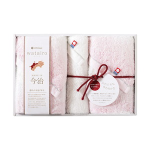 今治 わたいろ タオルギフト フェイス2P・ウォッシュタオル1P（ピンク）【出産内祝い】