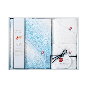 今治 わたいろ タオルギフト バス1P・フェイスタオル2P（ブルー）【出産内祝い】