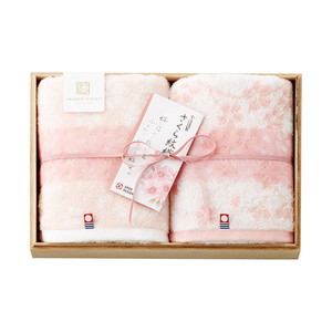 今治謹製 さくら紋織 木箱入り桜染めフェイスタオル2P【出産内祝い】