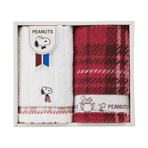 ピーナッツ スヌーピー チェック ウォッシュタオル2P【出産内祝い】