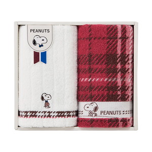 ピーナッツ スヌーピー チェック フェイスタオル2P【出産内祝い】