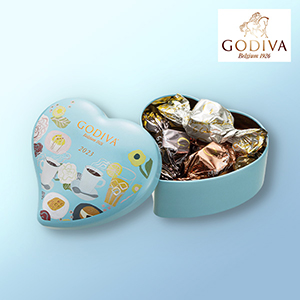 3/10の出荷OK！GODIVA カフェ Gキューブ アソートメントミニハート缶(5粒入)【出産内祝い用】