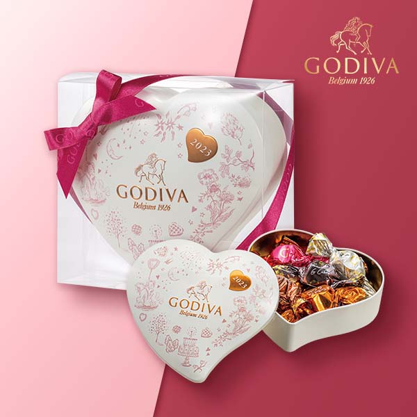 GODIVA メリーゴーランド ワッフル Gキューブアソートメント ハート缶（10粒入）【出産内祝い用】