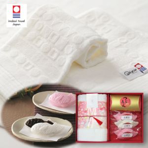 【名入れ専用】宝屋本店 紅白おめでたい最中・今治タオル詰合せ A