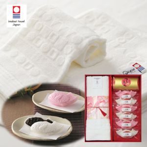 【名入れ専用】宝屋本店 紅白おめでたい最中・今治タオル詰合せ B
