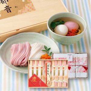 【名入れ専用】宝屋本店 慶びのめんめん・今治タオルセット（木箱入）B