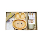 プチママン キッズ食器3点ギフトセット（トレイ/マグ/カトラリー）ラビット
