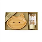 プチママン キッズ食器3点ギフトセット（トレイ/マグ/カトラリー）キャット